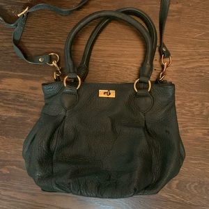 Green leather tote by J Crew